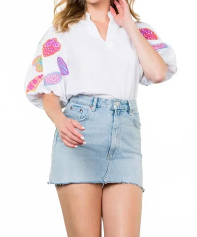 Thml Shell Puff Sleeves Top In White