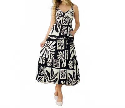 Thml Shirred V-neck Bodice Print Maxi Dress In Black Multi
