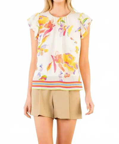 Thml Short Ruffled Sleeve Floral Top In Multi