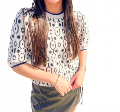 Thml Short Sleeve Abstract Print Sweater In Beige In White