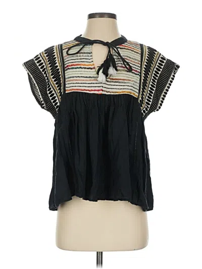 Pre-owned Thml Short Sleeve Blouse In Black