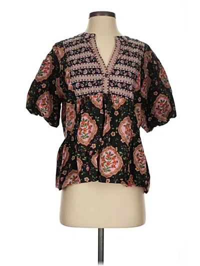 Pre-owned Thml Short Sleeve Blouse In Black