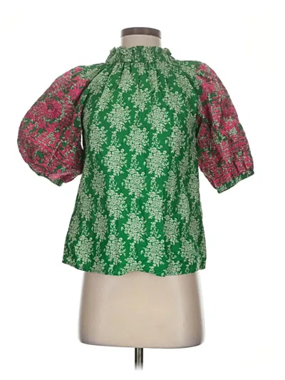 Pre-owned Thml Short Sleeve Blouse In Green