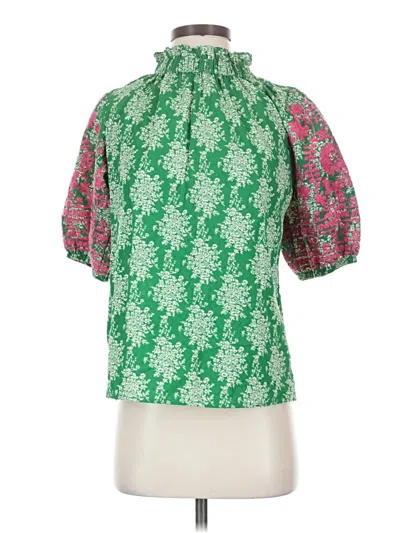 Pre-owned Thml Short Sleeve Blouse In Green