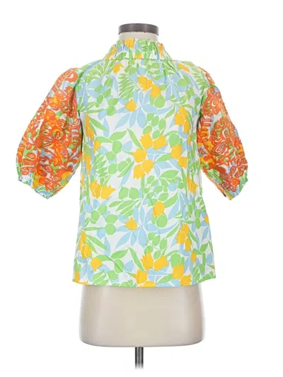 Pre-owned Thml Short Sleeve Blouse In Green