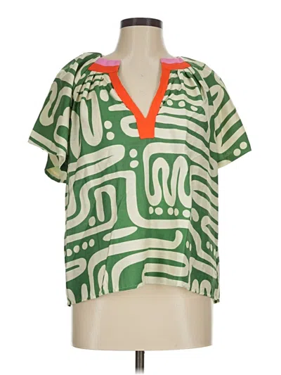 Pre-owned Thml Short Sleeve Blouse In Green