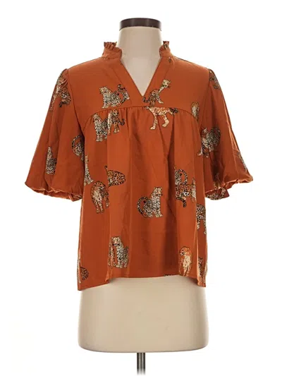 Thml Short Sleeve Blouse In Orange