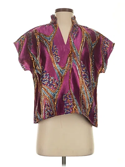 Pre-owned Thml Short Sleeve Blouse In Purple