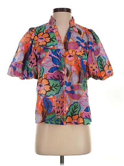 Pre-owned Thml Short Sleeve Blouse In Purple