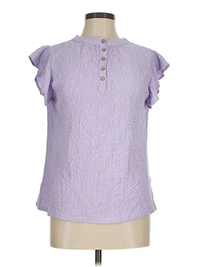 Pre-owned Thml Short Sleeve Blouse In Purple