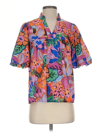 Pre-owned Thml Short Sleeve Blouse In Purple