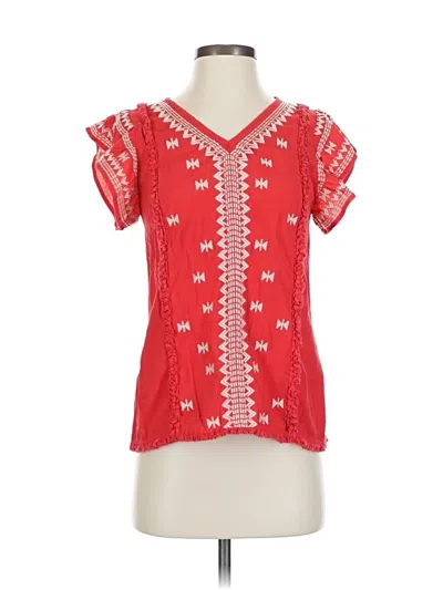 Pre-owned Thml Short Sleeve Blouse In Red