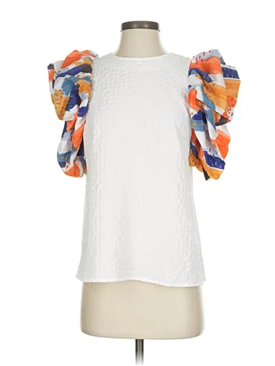 Pre-owned Thml Short Sleeve Blouse In White