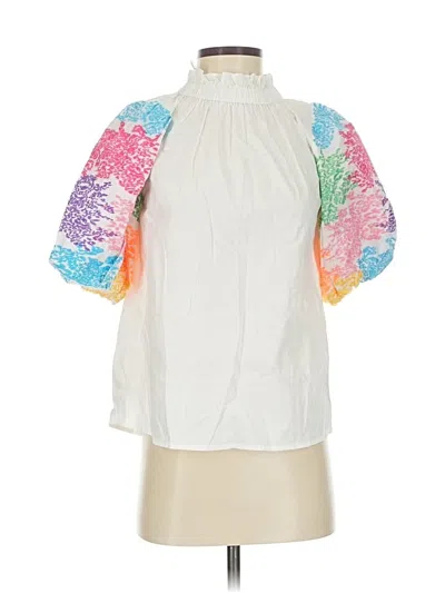 Pre-owned Thml Short Sleeve Blouse In White