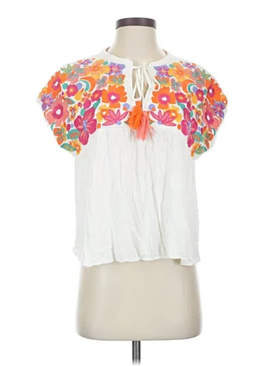 Pre-owned Thml Short Sleeve Blouse In White