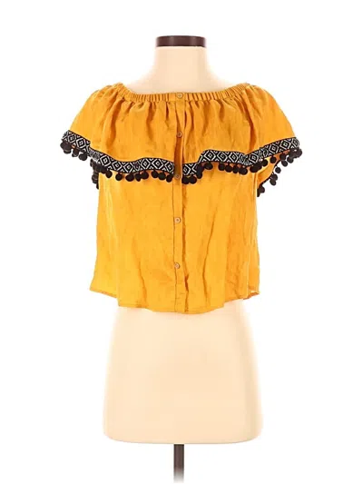 Pre-owned Thml Short Sleeve Blouse In Yellow