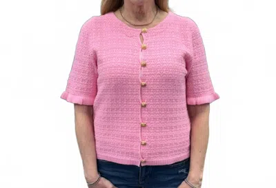 Thml Short Sleeve Button Down Knitted Top In Pink