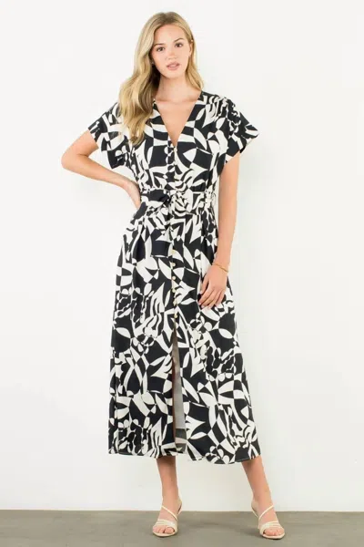 Thml Short Sleeve Button Up Dress In Black