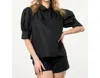Thml Short Sleeve Collared Blouse In Black In Black