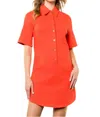 Thml Short Sleeve Collared Dress In Orange