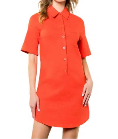 Thml Short Sleeve Collared Dress In Orange