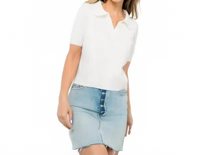 Thml Short Sleeve Collared Sweater In White