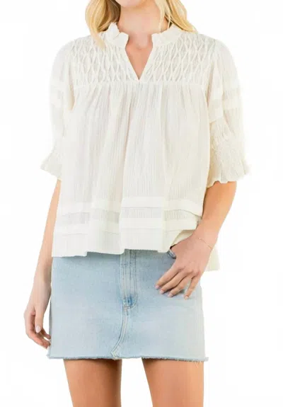 Thml Short Sleeve Crinkle Detail Blouse In Cream In White