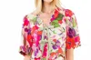 Thml Short Sleeve Floral Pattern Top In Pink In Multi
