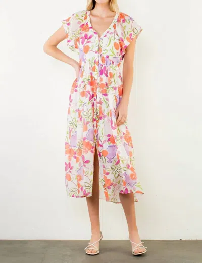 Thml Short Sleeve Floral Patterned Dress In Multi In Pink