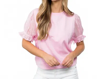 Thml Short Sleeve French Terry Top In Pink