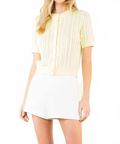 Thml Short Sleeve Knit Cardigan In Yellow In Neutral