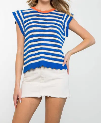 Thml Short Sleeve Pattern Knit Top In Blue