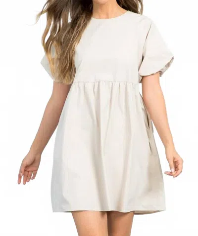 Thml Short Sleeve Poplin Dress In Taupe In White