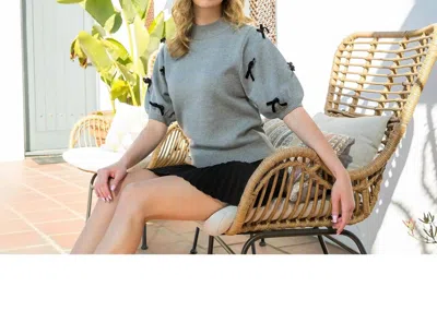 Thml Short Sleeve Ribbon Top In Gray In Grey