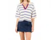 Thml Short Sleeve Striped Knit Top In White/blue In White