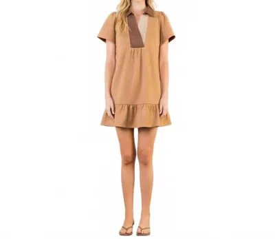 Thml Short Sleeve Suede Dress In Mocha In Brown