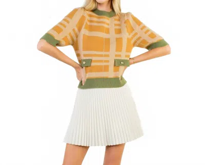 Thml Short Sleeve Sweater In Mustard & Olive In Orange