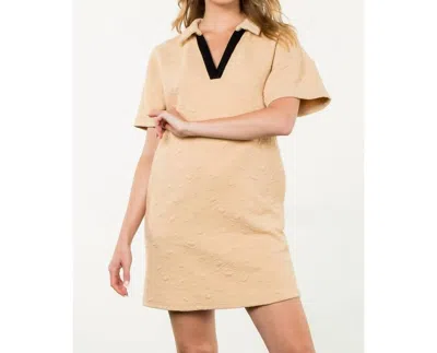 Thml Short Sleeve Textured Midi Dress In Beige