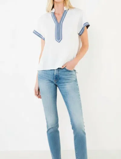 Thml Short Sleeve Textured V-neck Top In White