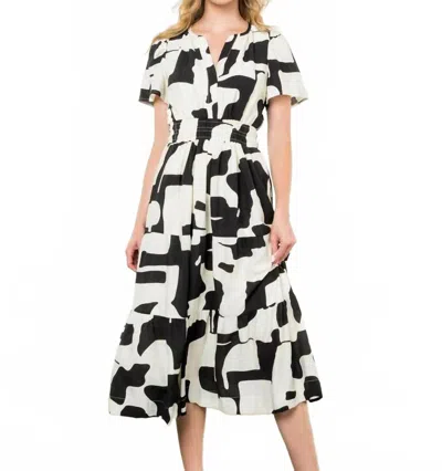 Thml Short Sleeve Tiered Maxi Dress In Black Multi