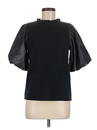 Pre-owned Thml Short Sleeve Top Black Mock Neckline Tops