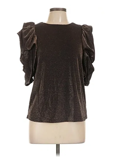 Pre-owned Thml Short Sleeve Top Brown Cold Shoulder Neckline Tops