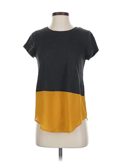 Pre-owned Thml Short Sleeve Top Gray Color Block Pattern Crew Neck Tops