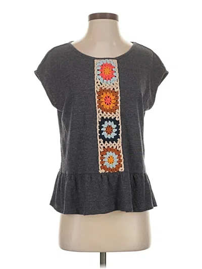 Pre-owned Thml Short Sleeve Top Gray Square Neckline Tops