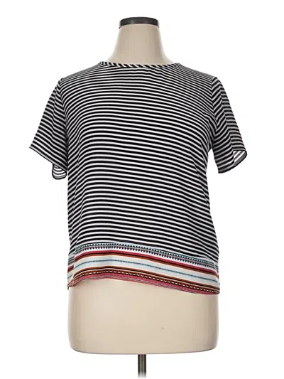 Pre-owned Thml Short Sleeve Top Gray Stripes Pattern Crew Neck Tops