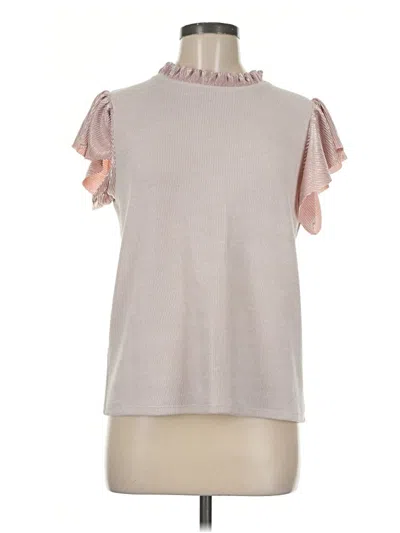 Pre-owned Thml Short Sleeve Top Pink Mock Neckline Tops