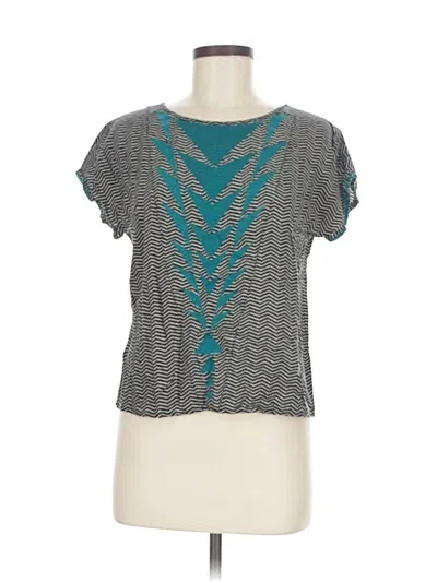 Pre-owned Thml Short Sleeve Top Teal Keyhole Neckline Tops In Blue