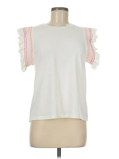 Pre-owned Thml Short Sleeve Top White Ruffles Neckline Tops