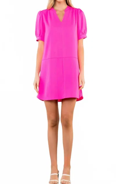 Thml Short Sleeve V Neck Mini Dress In Pink