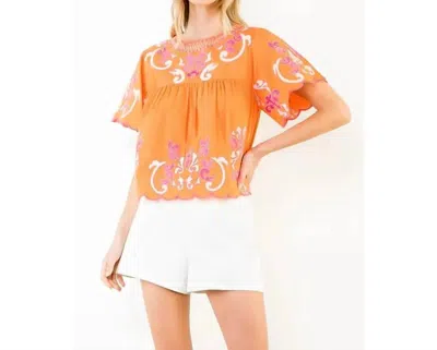 Thml Short Sleeves Embroidery Top In Orange